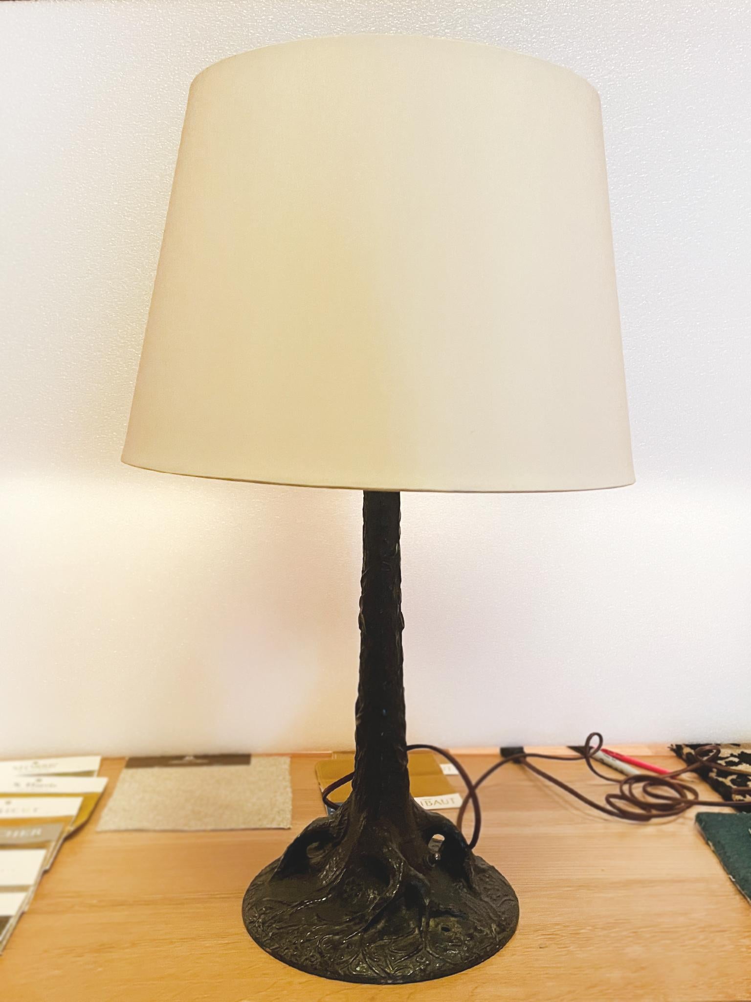 Antique Cast Iron Tree Form Table Lamp In Good Condition In New York, NY