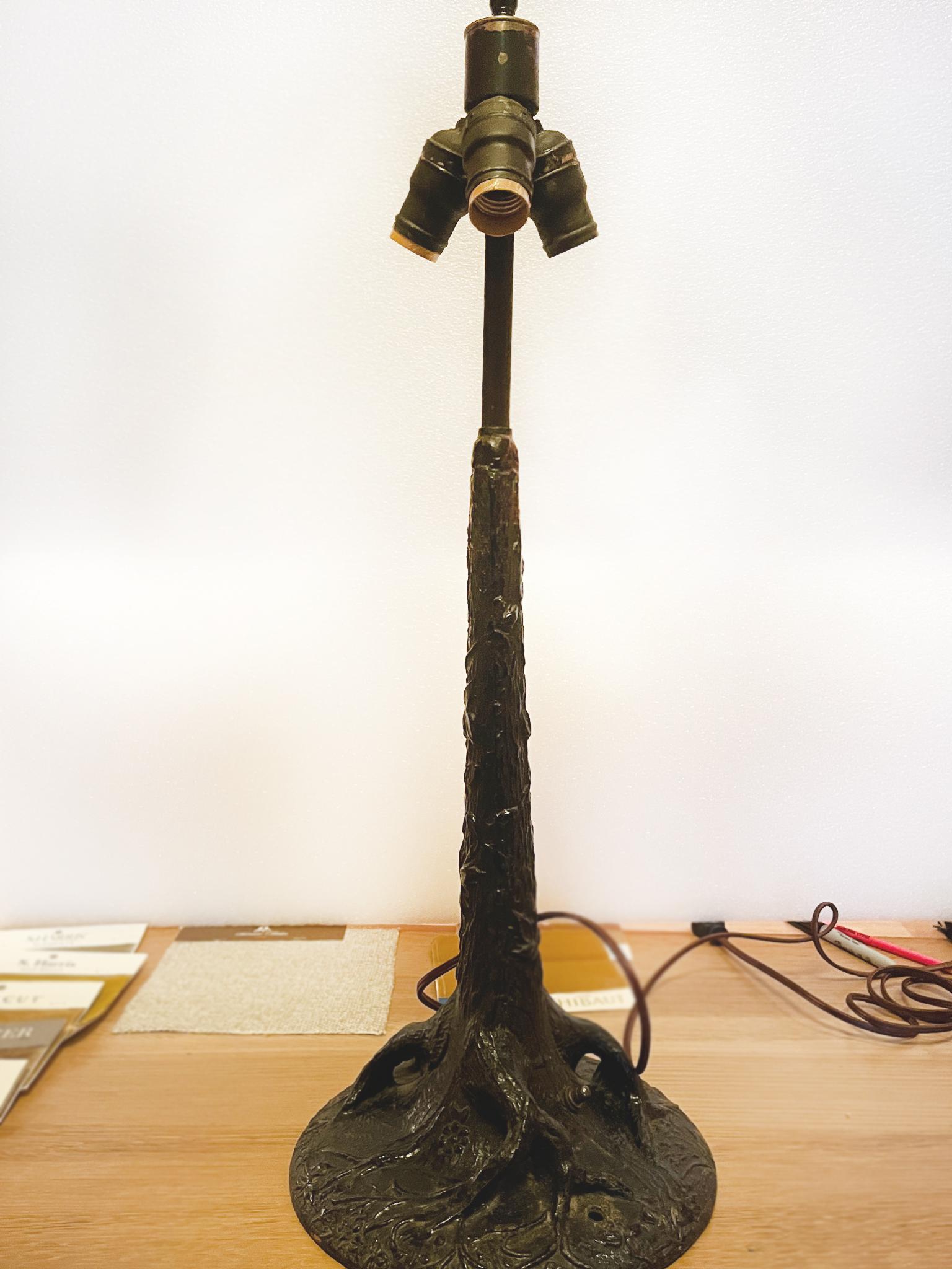 20th Century Antique Cast Iron Tree Form Table Lamp