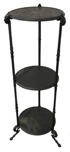 Antique Cast Iron Tripod Side Table Étagère Animal Legs