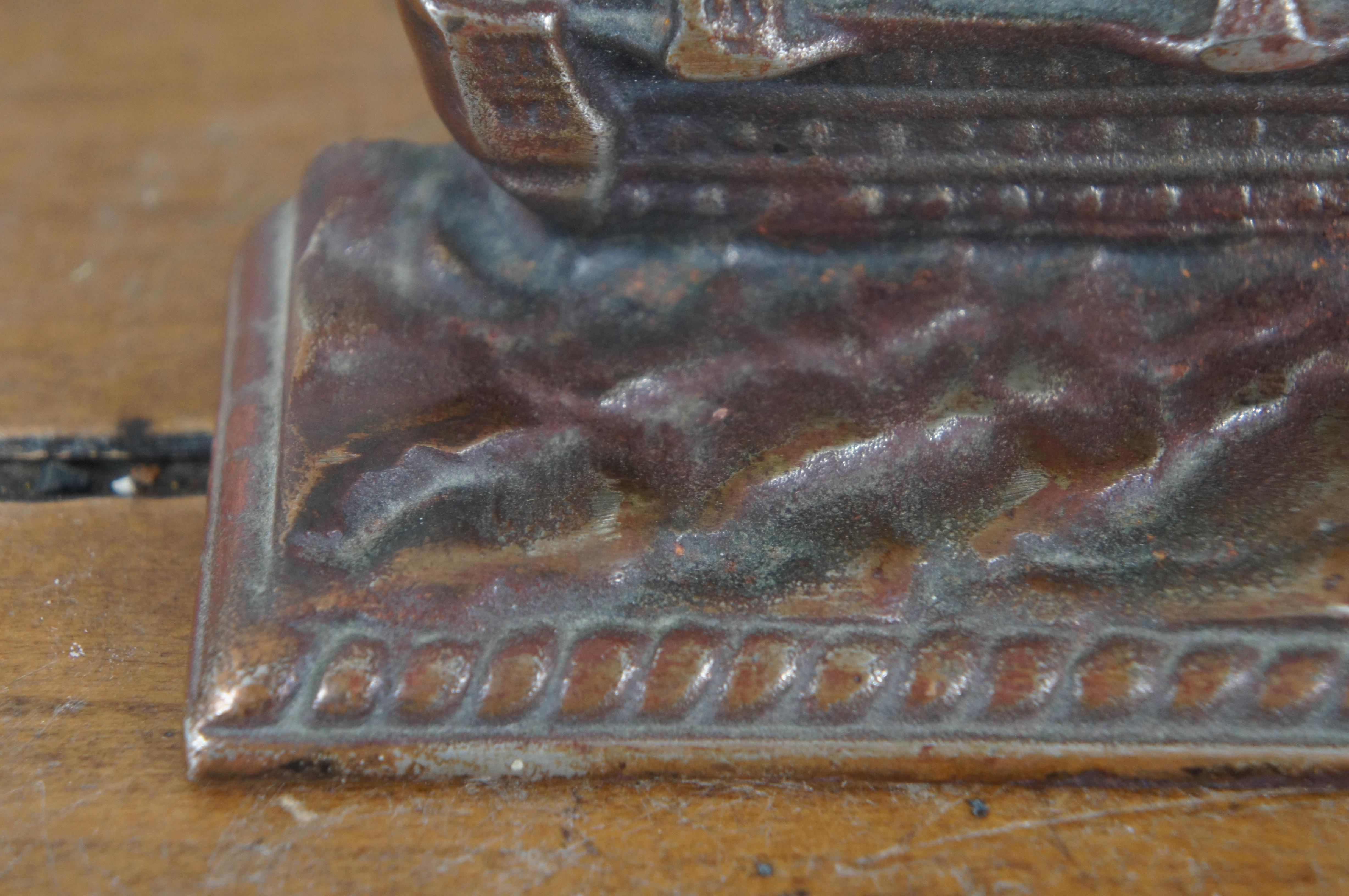 Antique Cast Iron US Navy Frigate Constitution Nautical Ship Bookend Paperweight 6