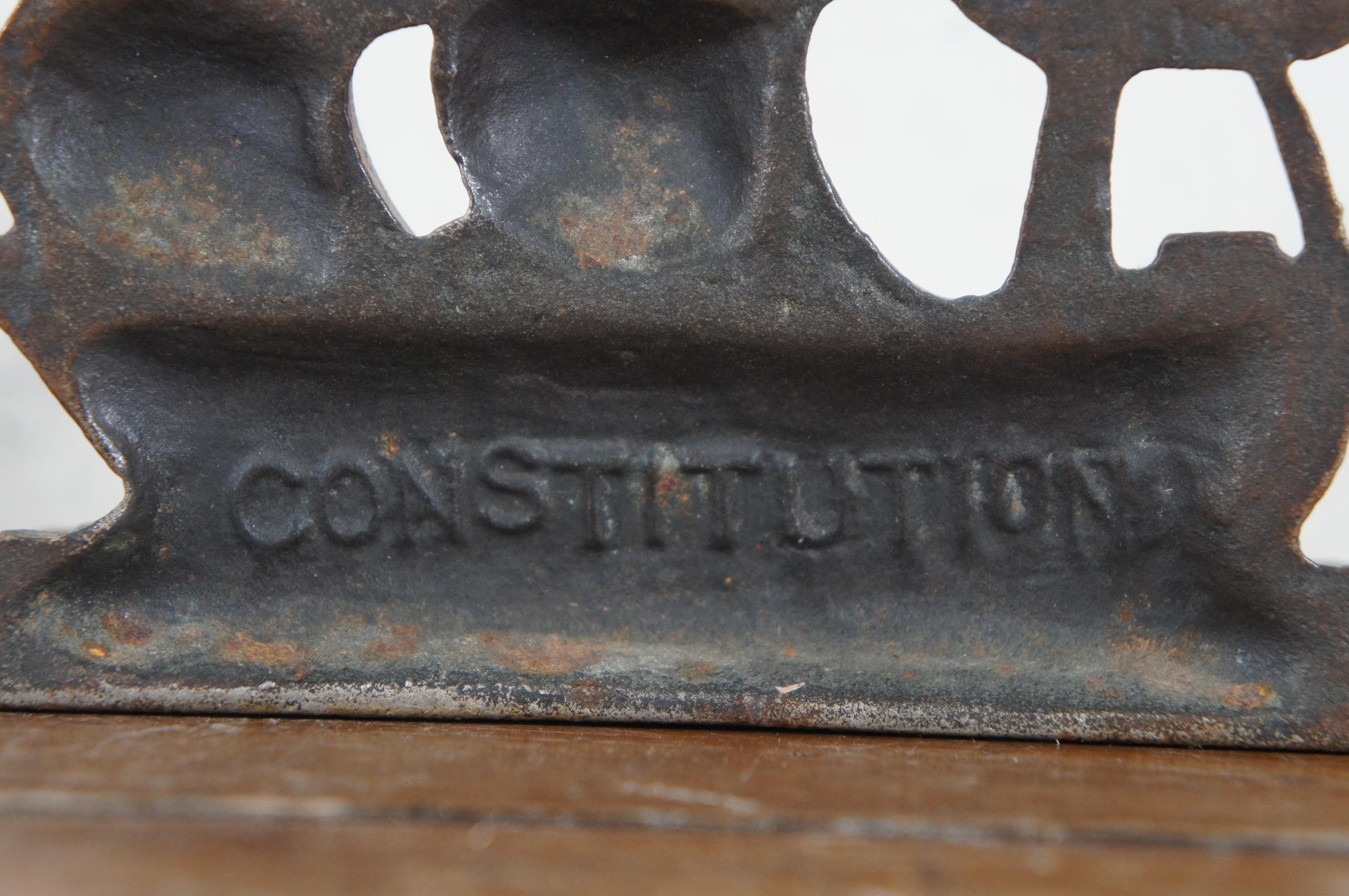 Antique Cast Iron US Navy Frigate Constitution Nautical Ship Bookend Paperweight 2