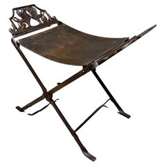 Antique Cast Iron Vanity Bench Stool style of Oscar Bach
