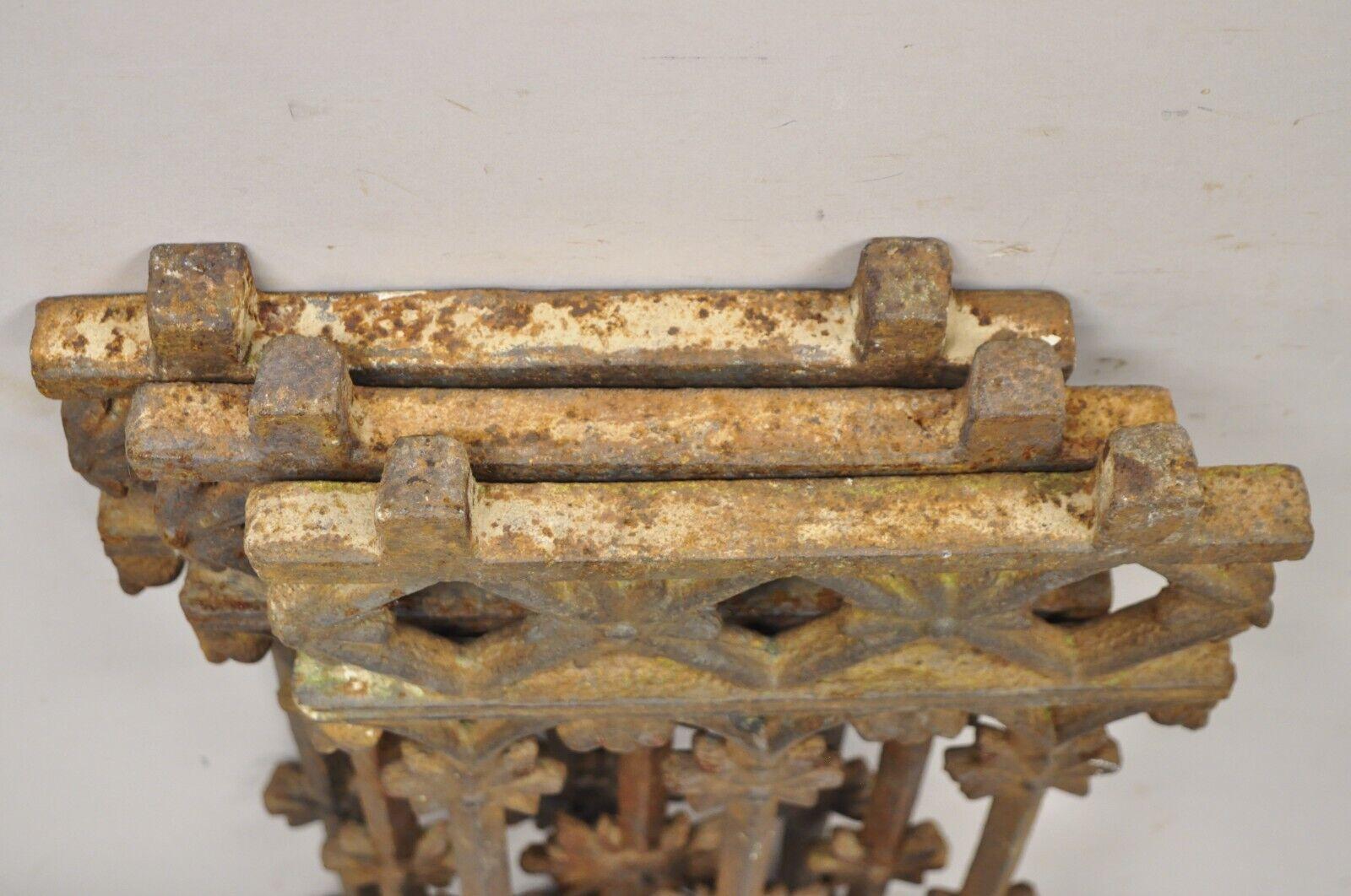 Antique Cast Iron Victorian Greek Key Sun Face Garden Fence Gate Decor - Each 1