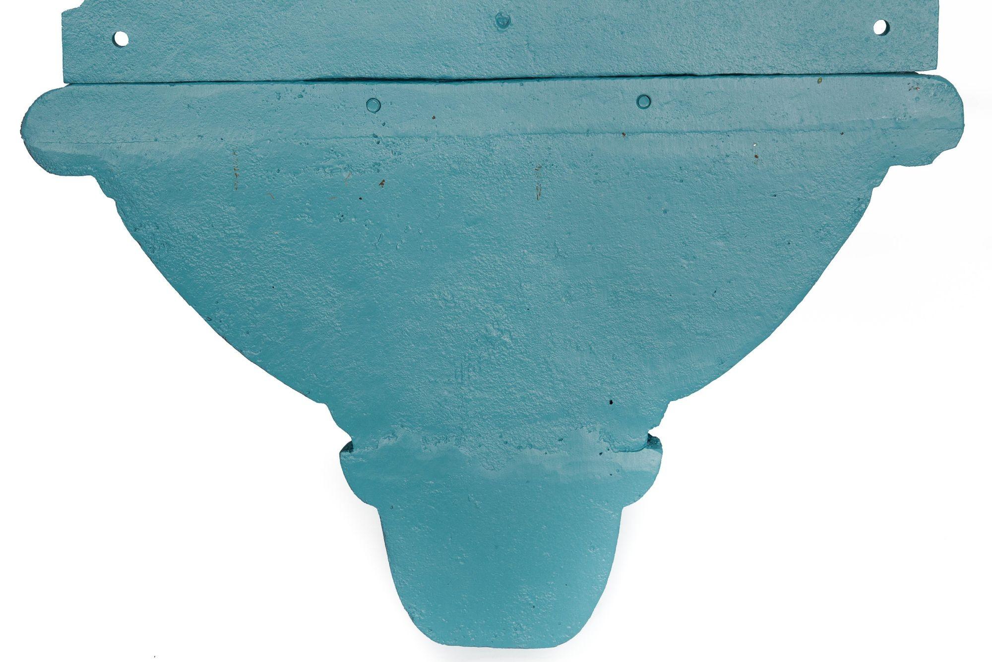 Antique Cast Iron Wall-Mounted Teal Painted Garden Fountain with Lion Mask For Sale 10