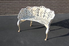 Antique Cast Iron White Laurel Pattern Griffin Patio, Garden Bench, or Settee