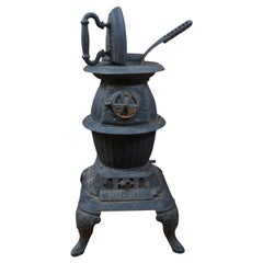 Antique Cast Iron Wood Burning Pot Belly Stove Railroad Sad Iron Stove Hook