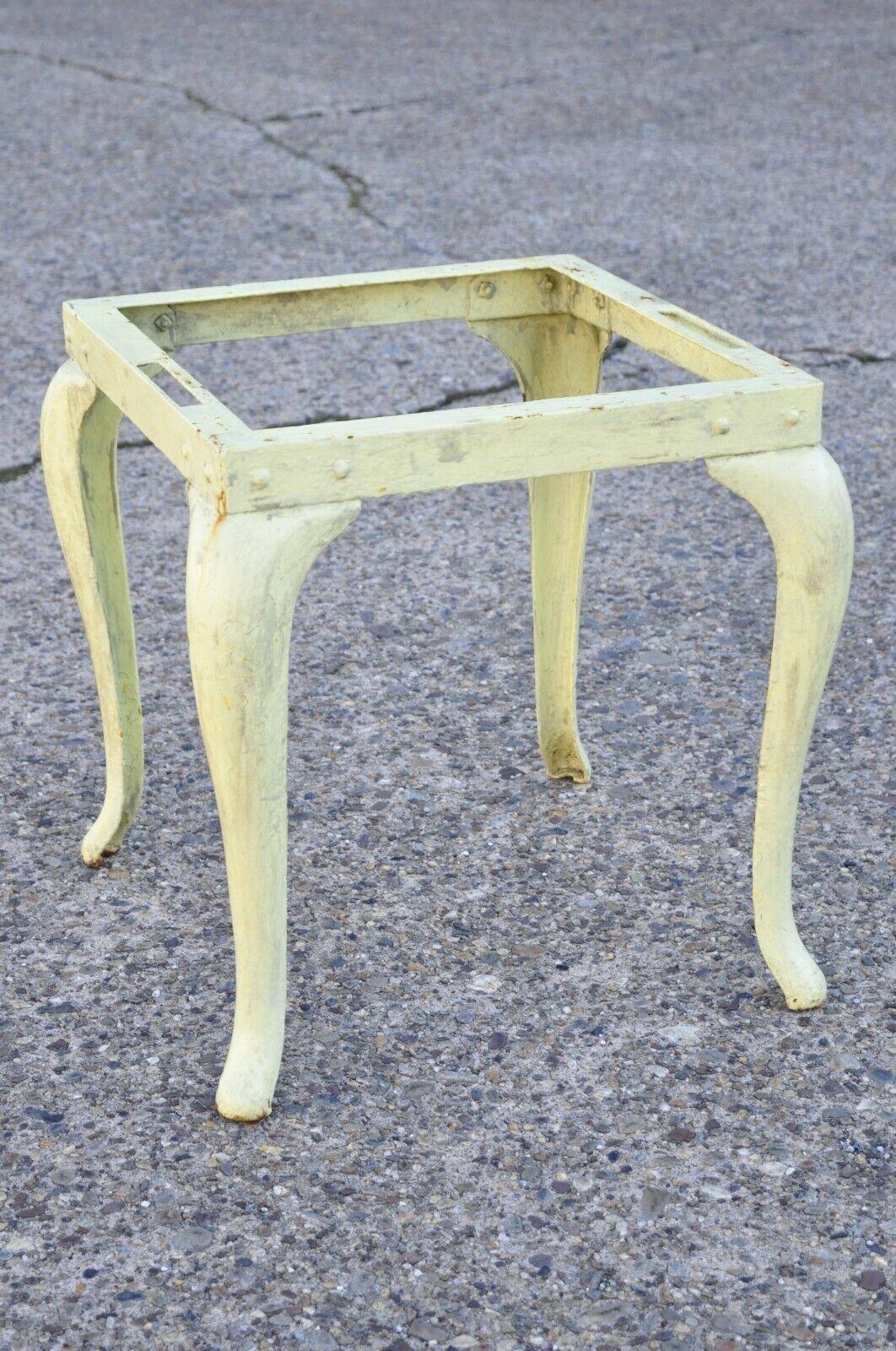 Antique Cast Metal Art Deco Cabriole Leg Yellow Side End Table 6