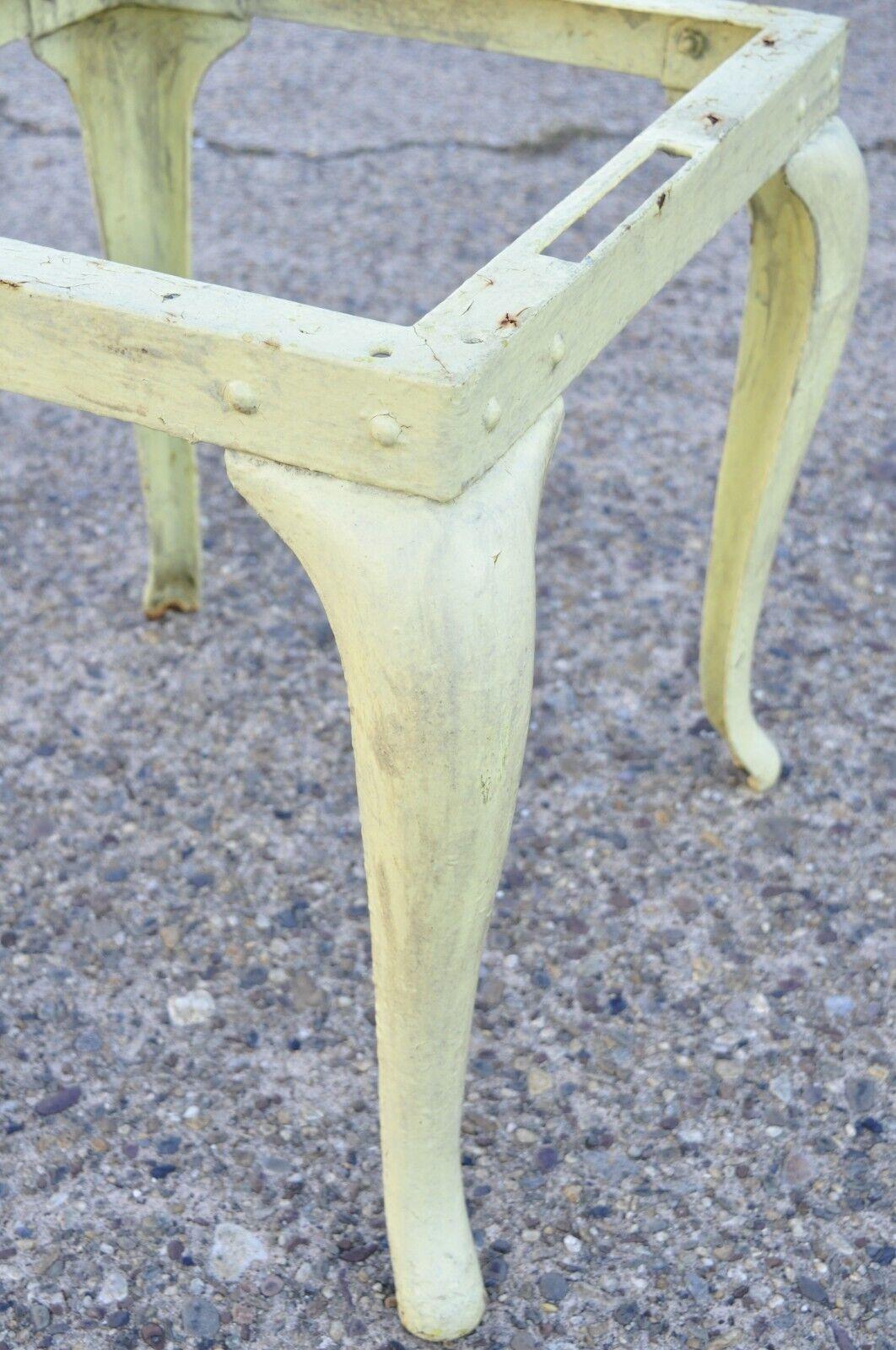 Antique Cast Metal Art Deco Cabriole Leg Yellow Side End Table 1