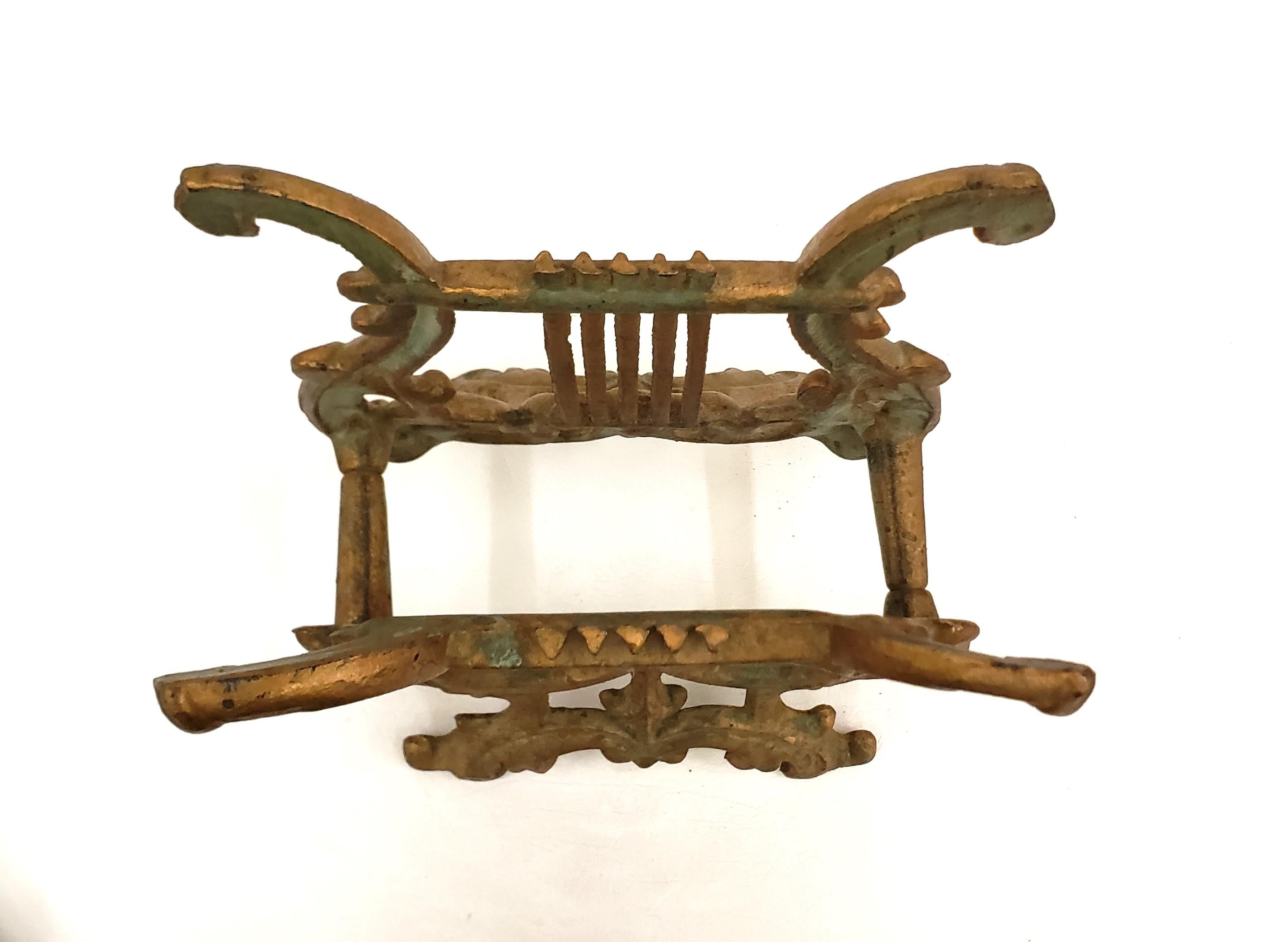 Antique Cast Metal Figural Lyre Shaped Sheet Music or Book Stand For Sale 3