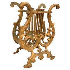 Used Cast Metal Figural Lyre Shaped Sheet Music or Book Stand