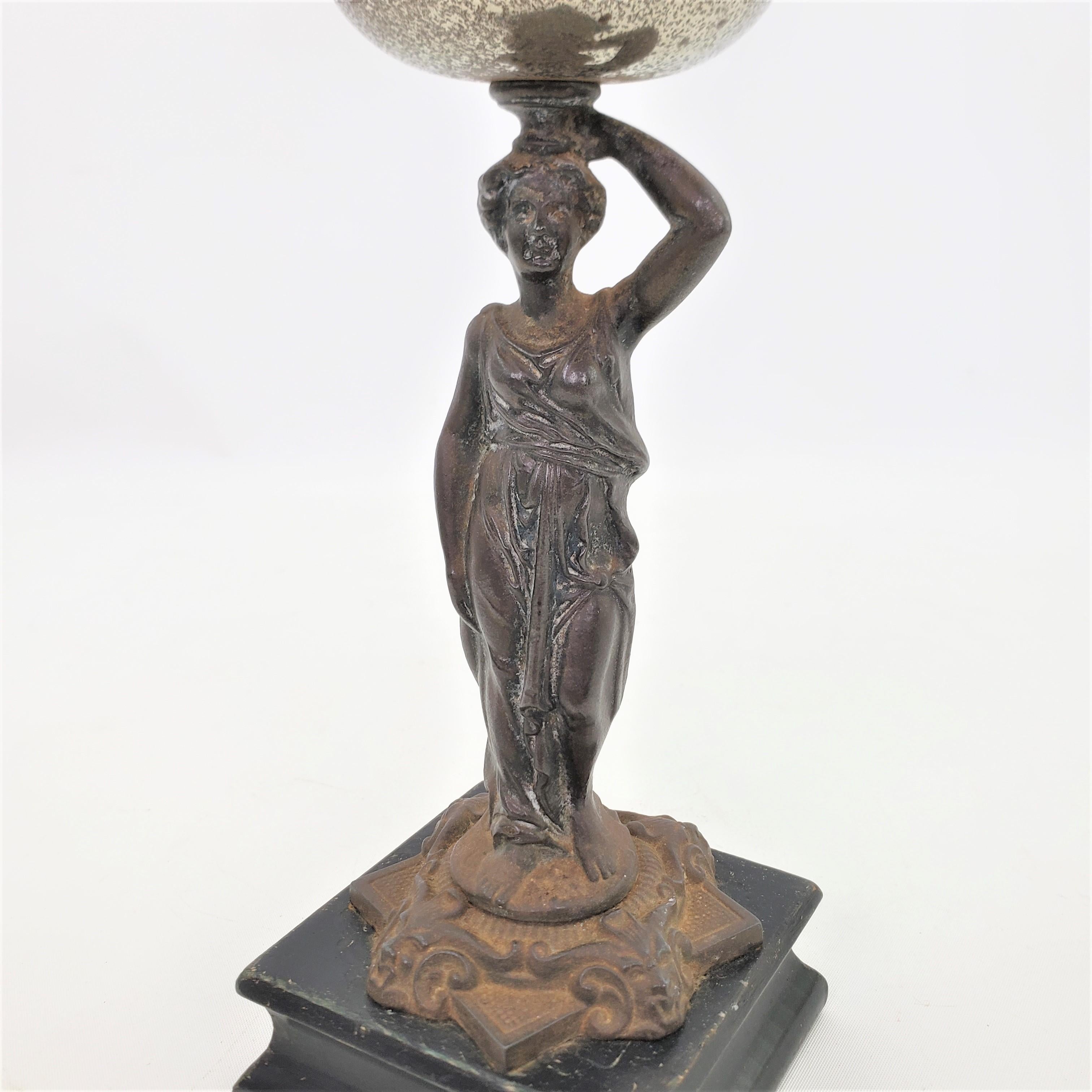 20th Century Antique Cast Metal Figural & Mechanical Robed Woman Dinner or Service Bell For Sale