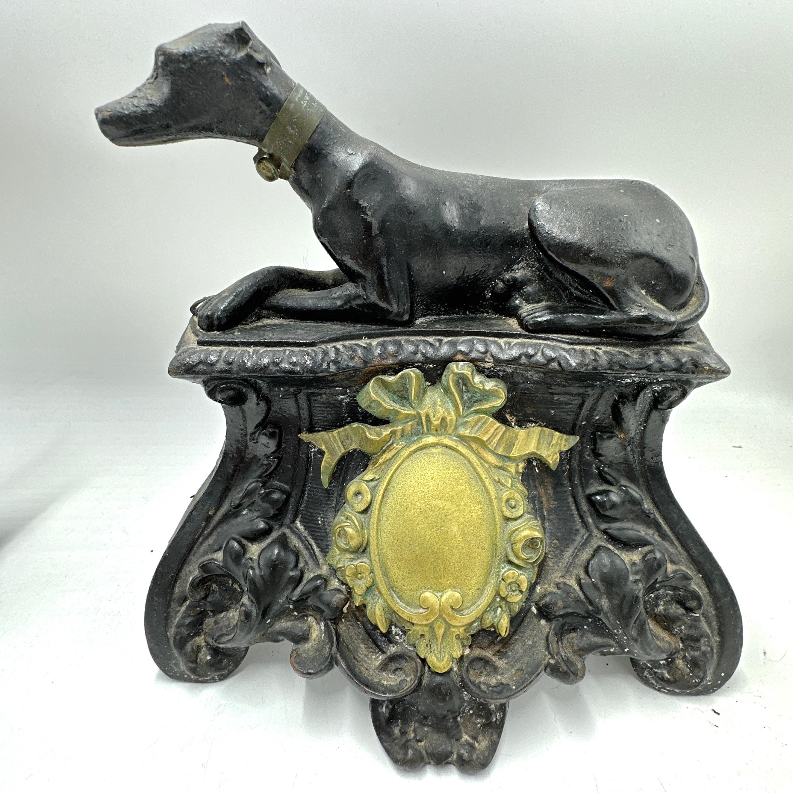 Antique French Greyhound Chenet in metallo fuso in vendita 1