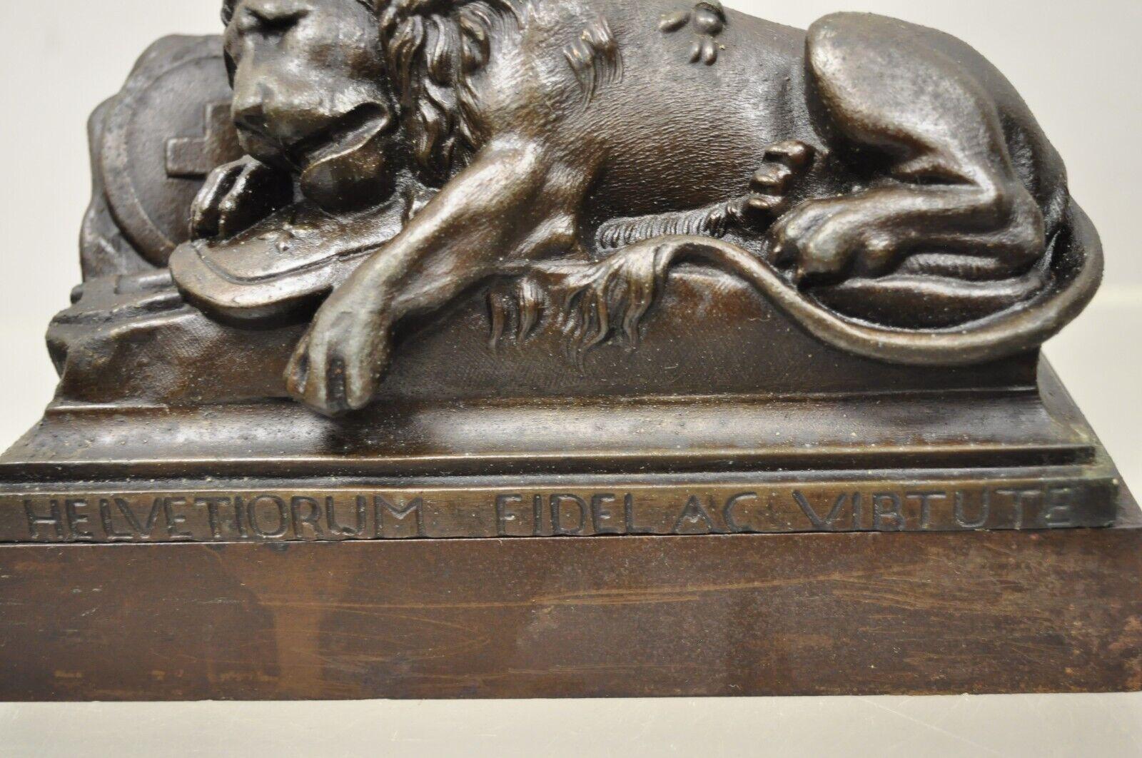 Antique Cast Metal French Renaissance Style Lucerne Lion Bookends, a Pair 1