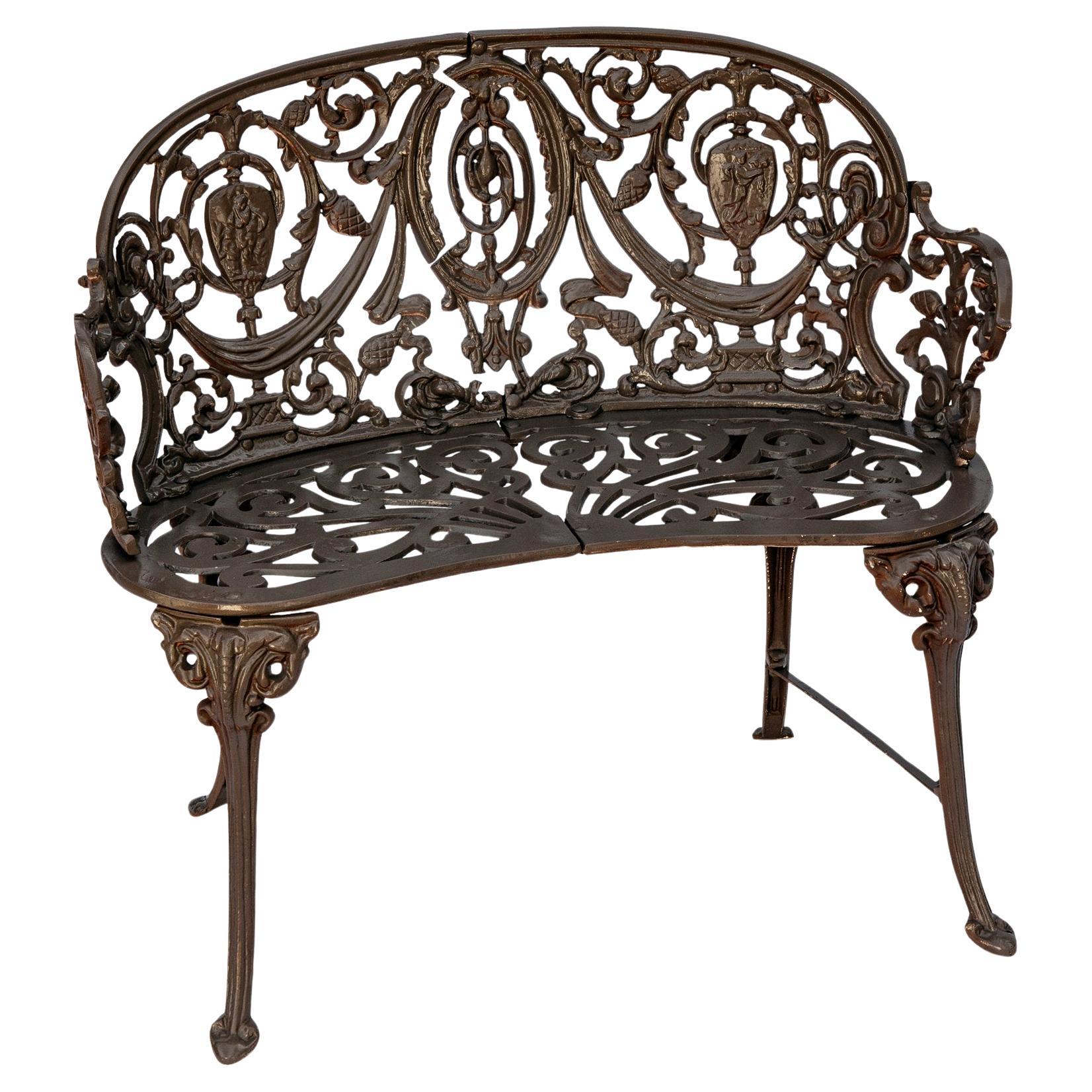 Antique Cast Metal Garden Bench For Sale