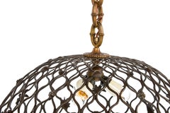 Antique Cast Patinated Bronze Pendant or Chandelier with Crabs and Shells