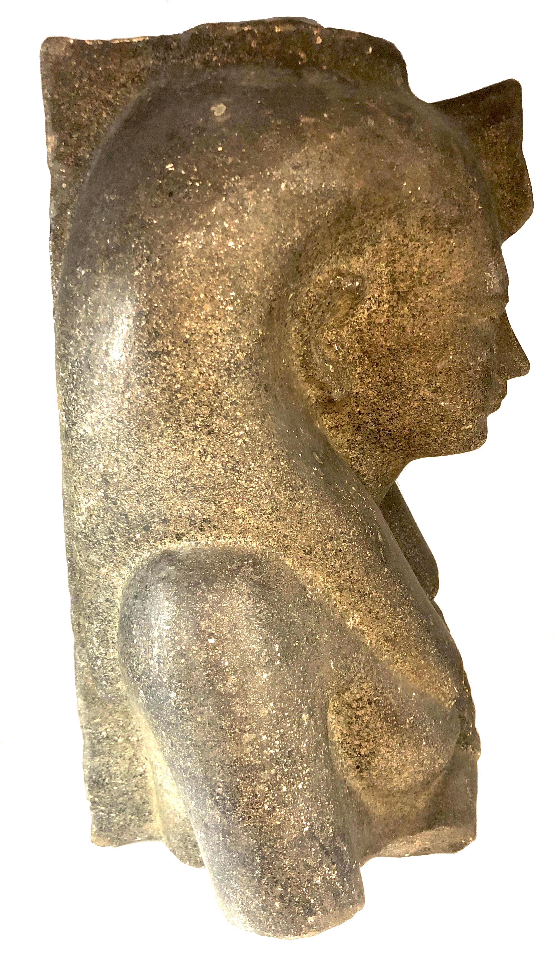 Art Deco Antique Cast Sculpture Egypt Goddess Isis For Sale