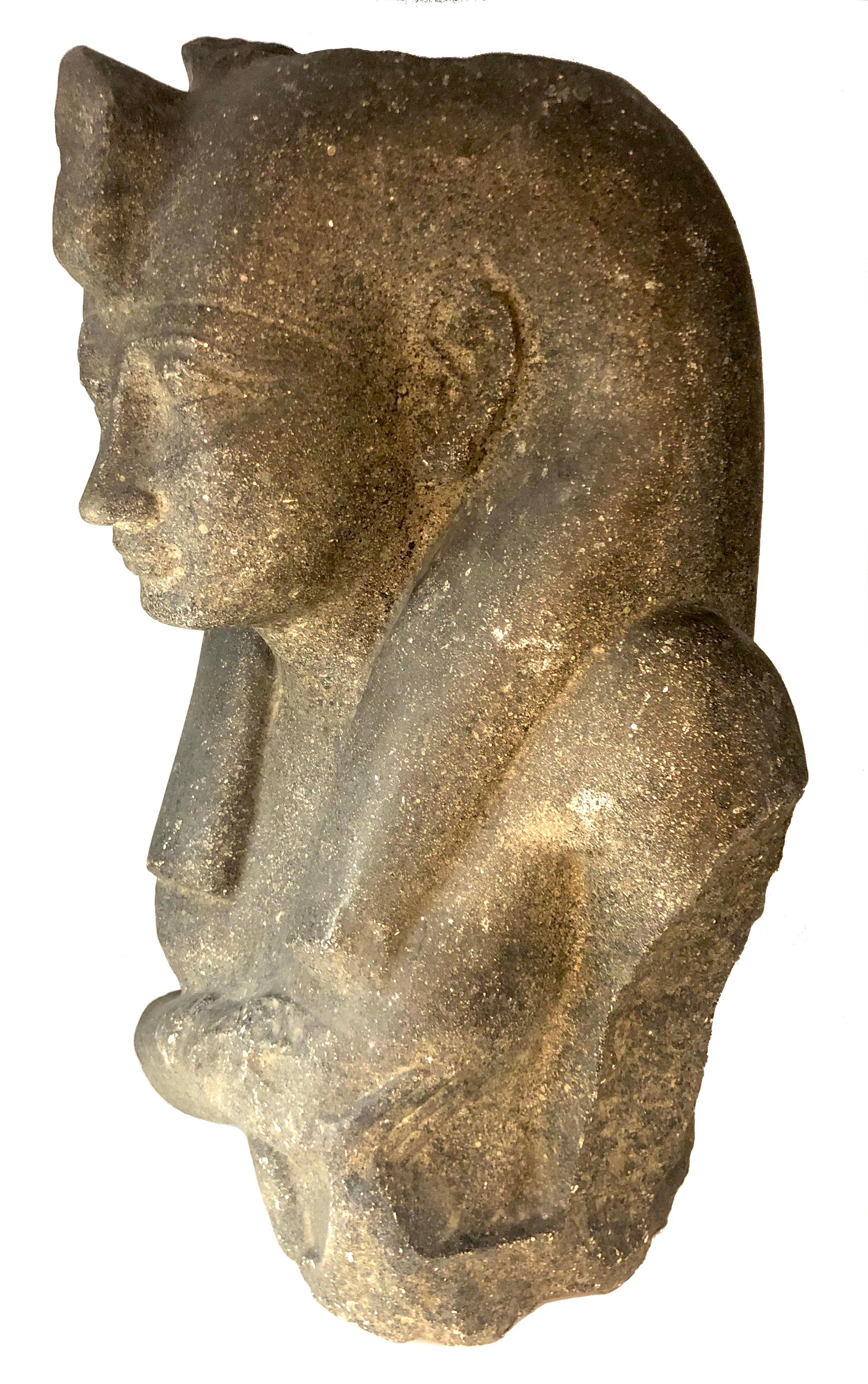 Early 20th Century Antique Cast Sculpture Egypt Goddess Isis For Sale