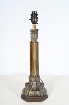 Antike Tischlampe im neoklassizistischen Stil aus massivem Messingguss, CIRCA 1880