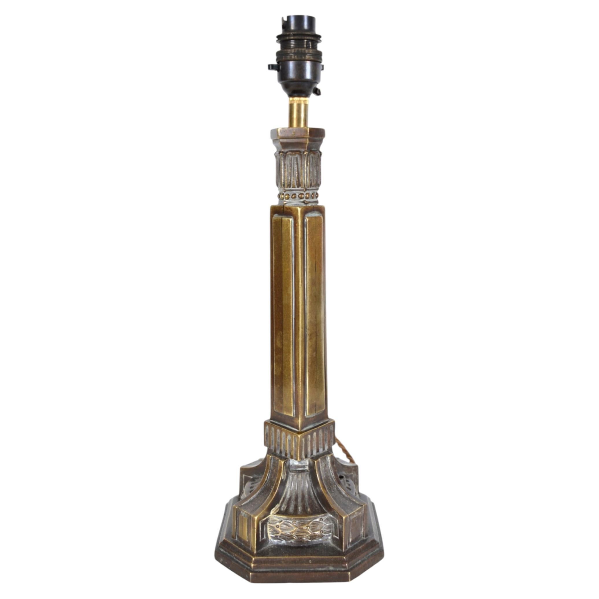 Antique Cast Solid Brass Neoclassical Table Lamp Circa 1880