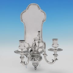 Antique Cast Sterling Silver Pair of Wall Sconces, Queen Anne Style, from 1912