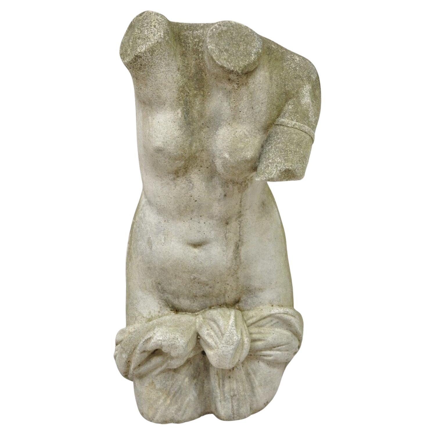 Antique Cast Stone Classical Venus Nude Female Torso Statue Figure
