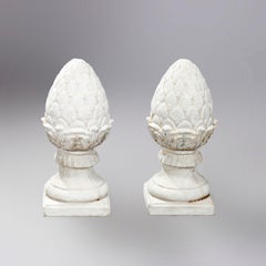 Antique Cast Stone Acorn Form Finial Garden Ornaments, 20th Century