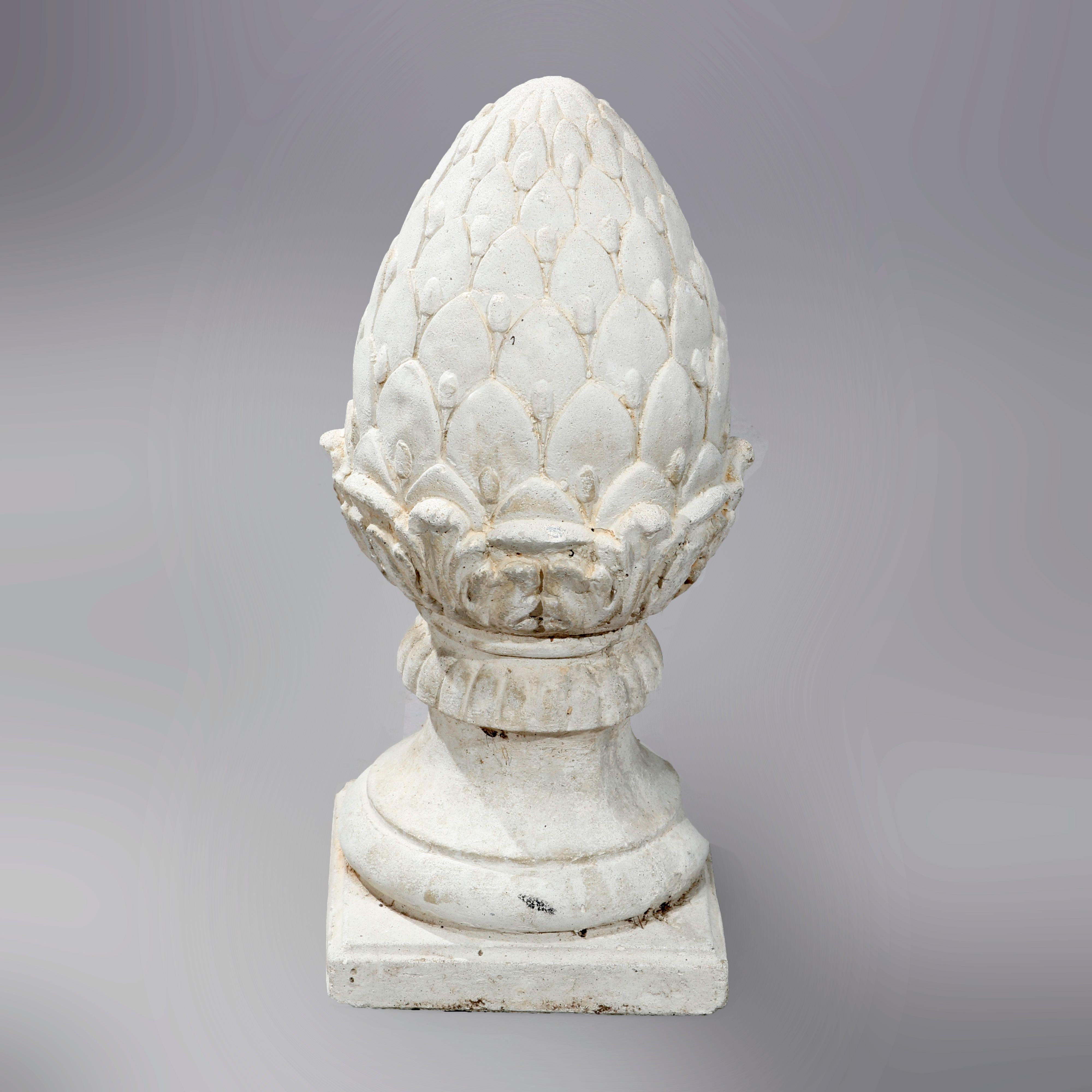 North American Antique Cast Stone Acorn Form Finial Garden Ornaments, 20th Century