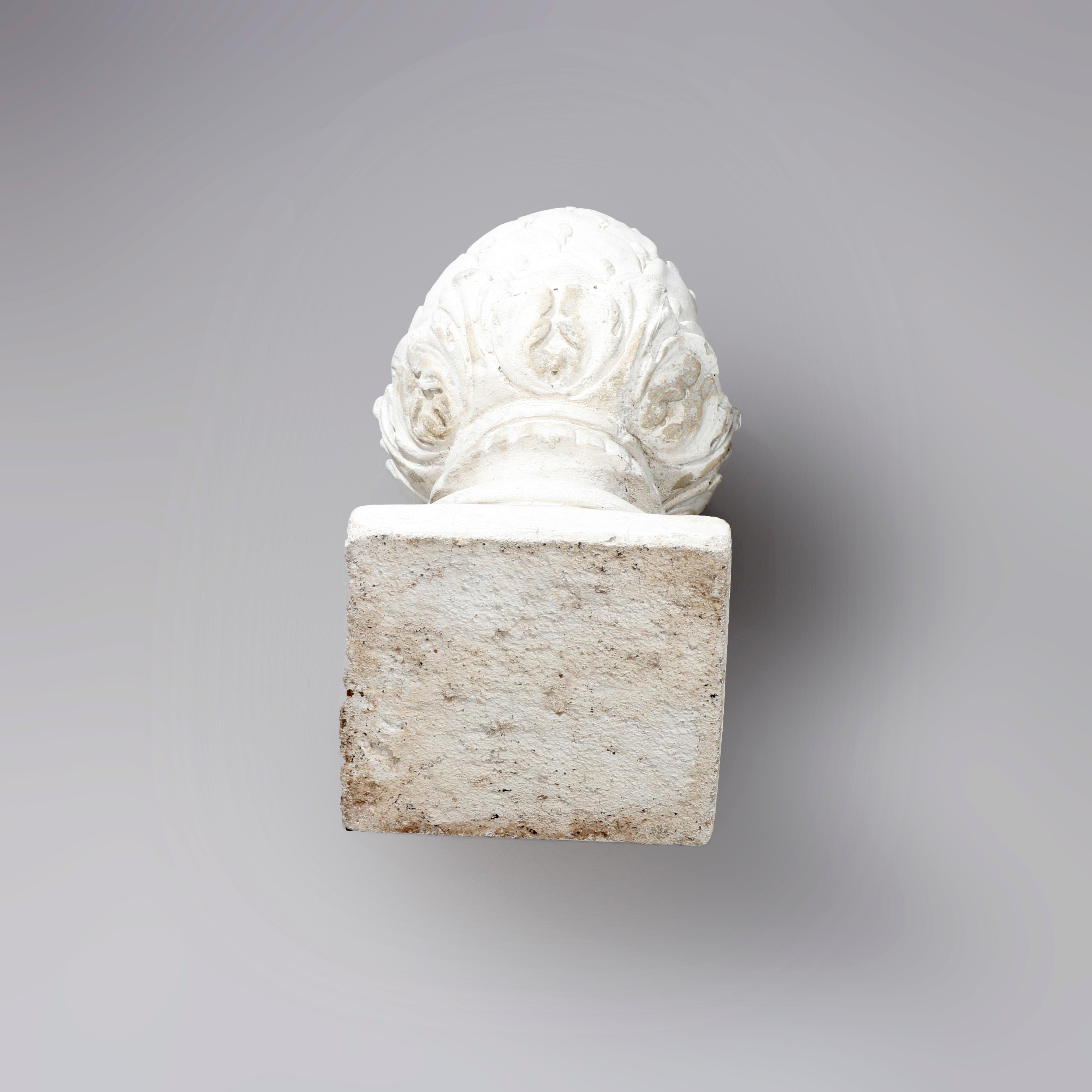 Antique Cast Stone Acorn Form Finial Garden Ornaments, 20th Century 2