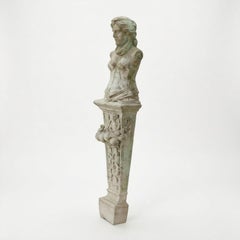 Antique cast stone garden statue wall mounted classical roman figure