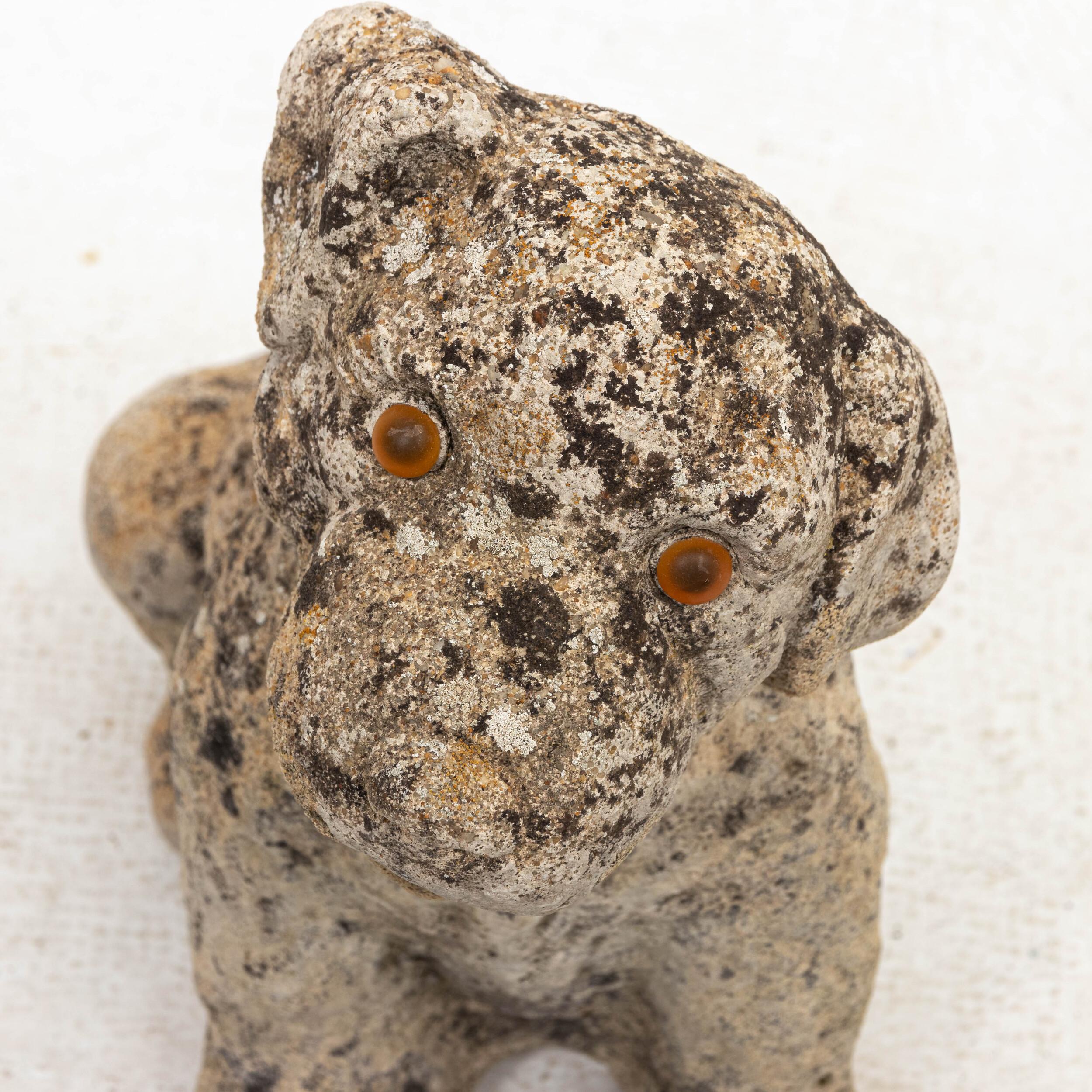British Antique Cast Stone Puppy Garden Ornament