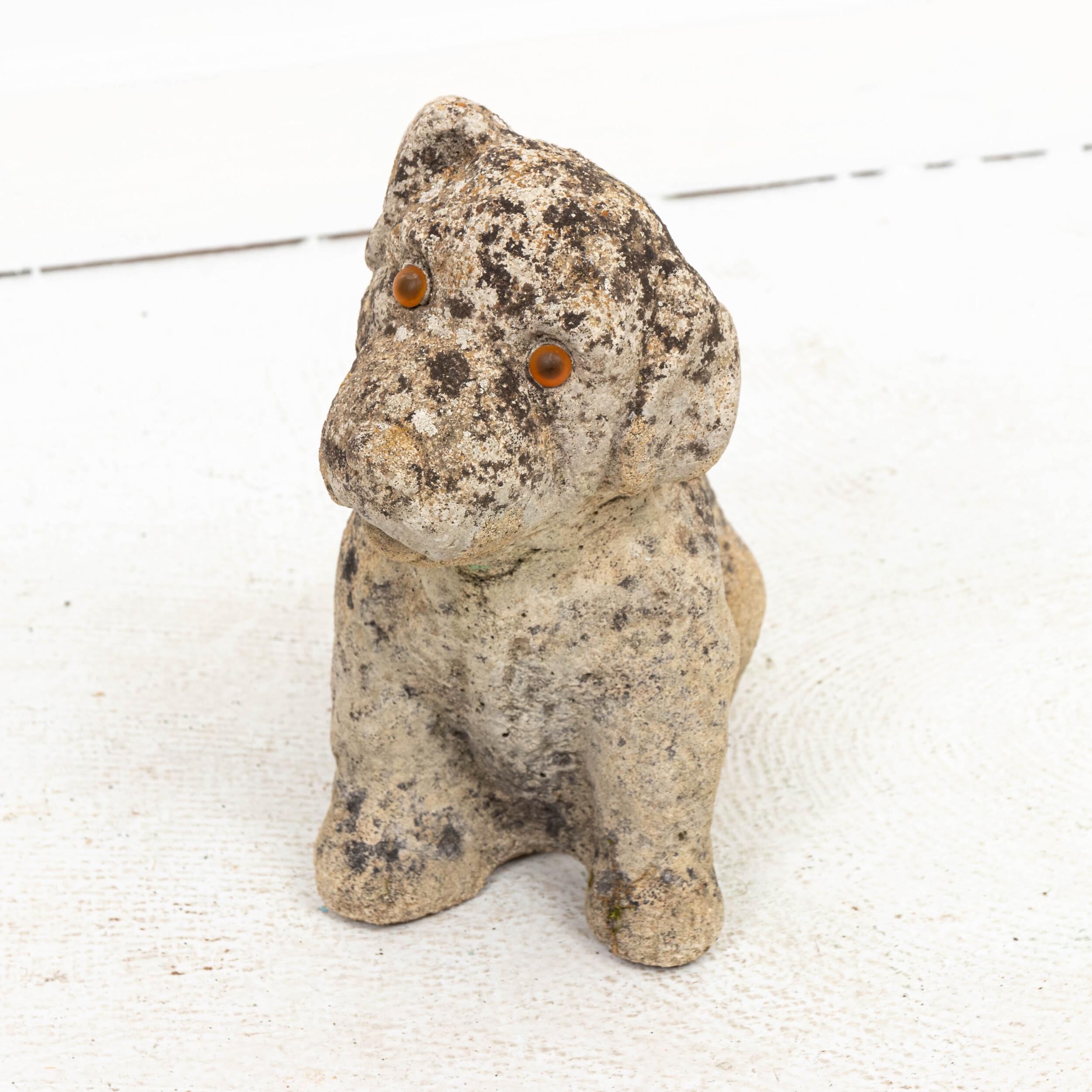 Antique Cast Stone Puppy Garden Ornament 1