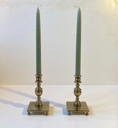 Antichi candelabri da castello in ottone, stile barocco-revival danese, 1920 ca.