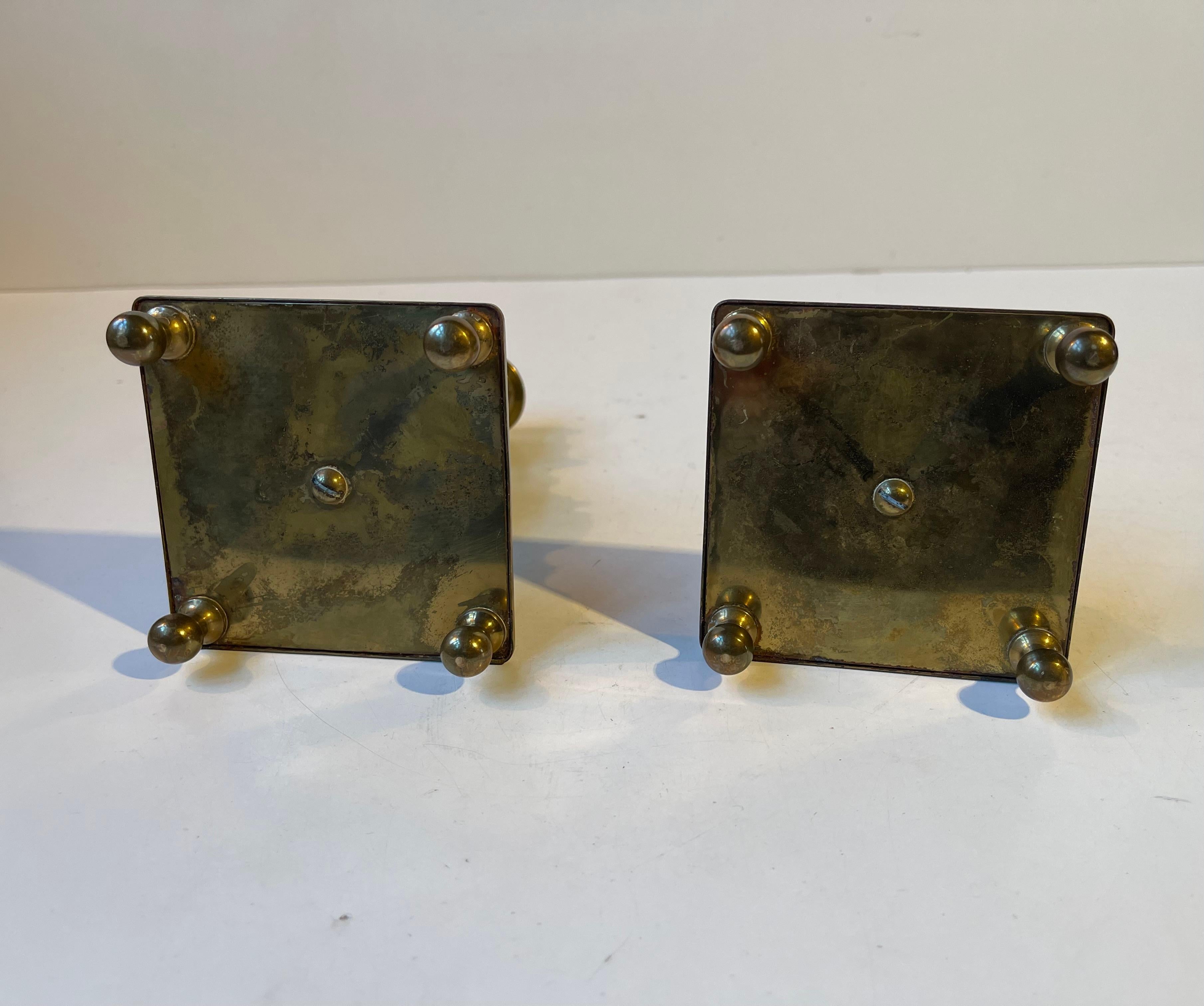 Antique Castle Candlesticks in Brass, Danish Baroque Revival Style c. 1920 For Sale 4