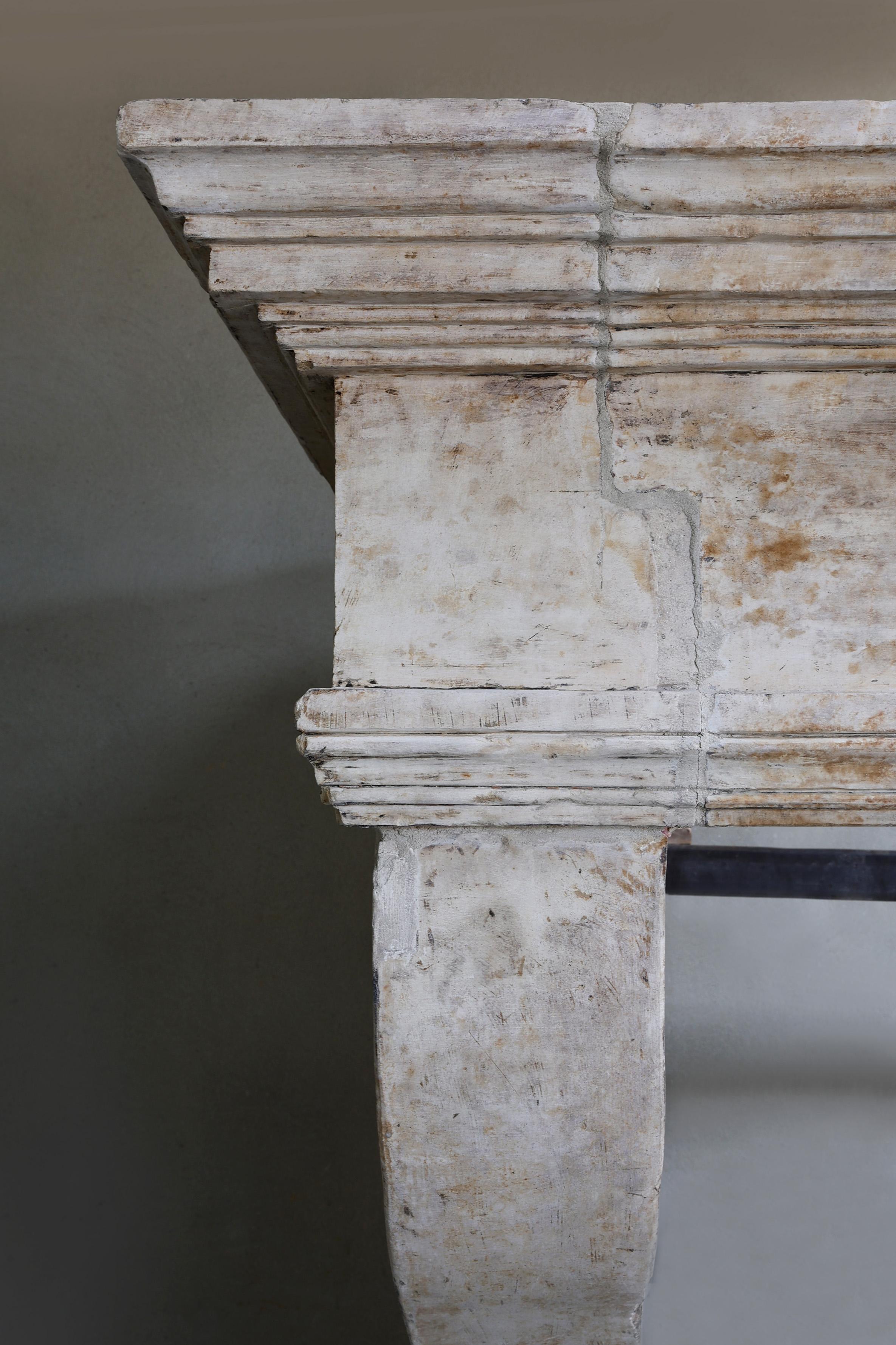 Antique castle fireplace in style of Louis XIII, 19th century For Sale 3