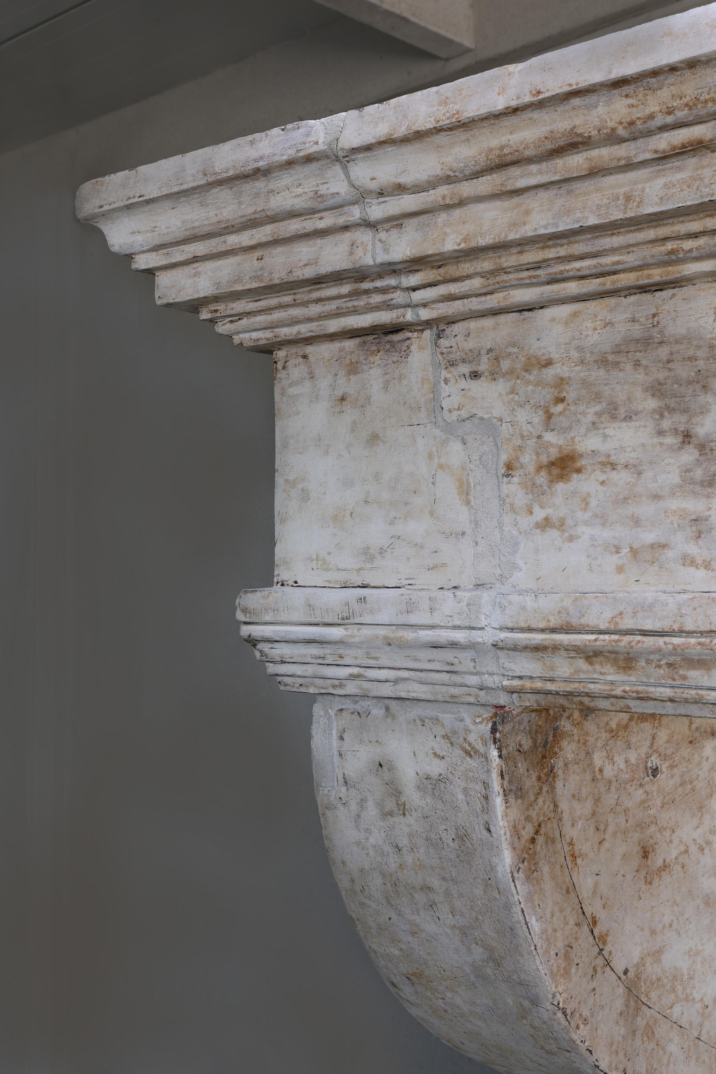 Antique castle fireplace in style of Louis XIII, 19th century For Sale 4