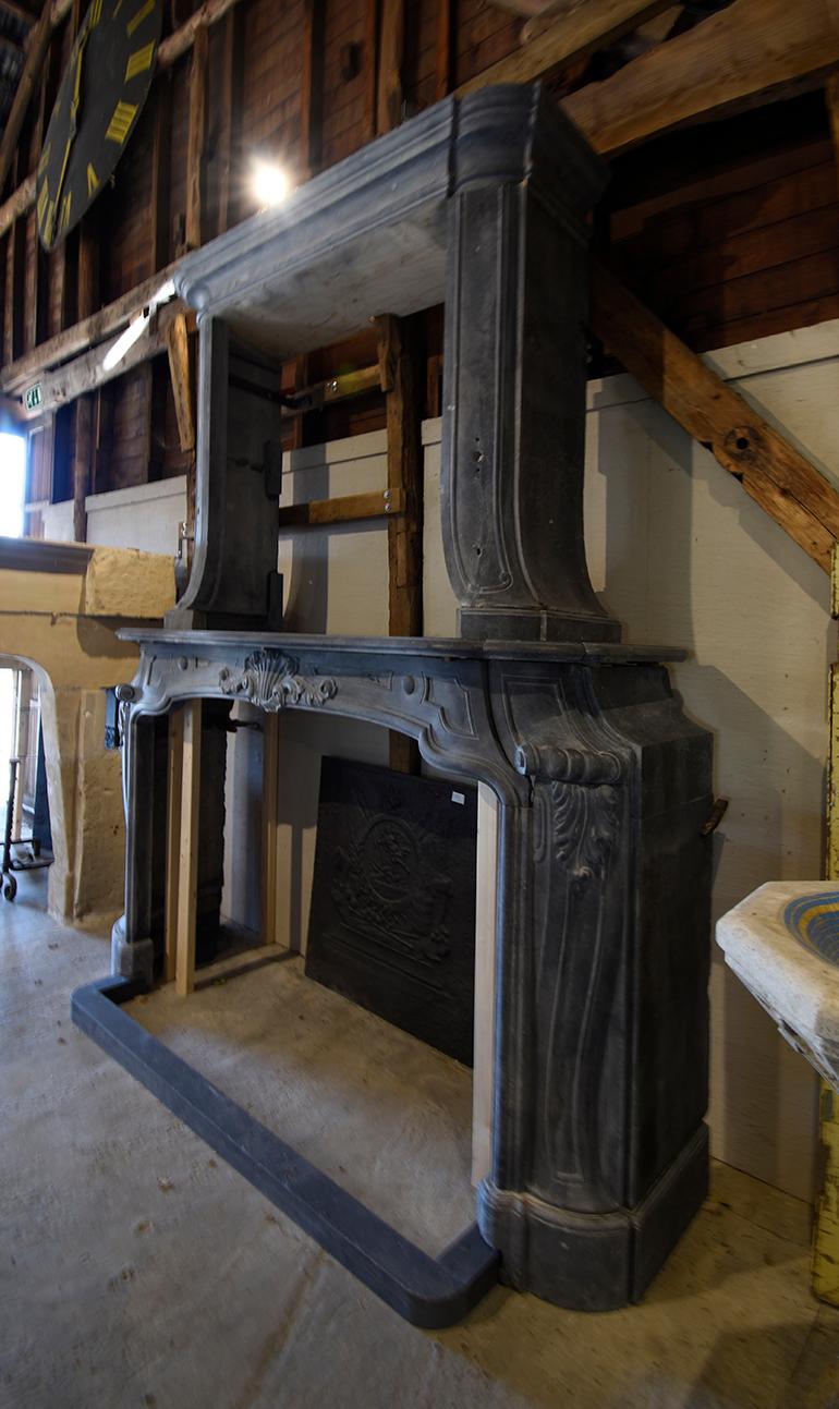 Mid-19th Century Antique Castle Fireplace Mantel Type Louis XV For Sale