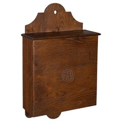 Antica scatola per le richieste del borsista del castello, Oak inglese, organizer da parete, vittoriana