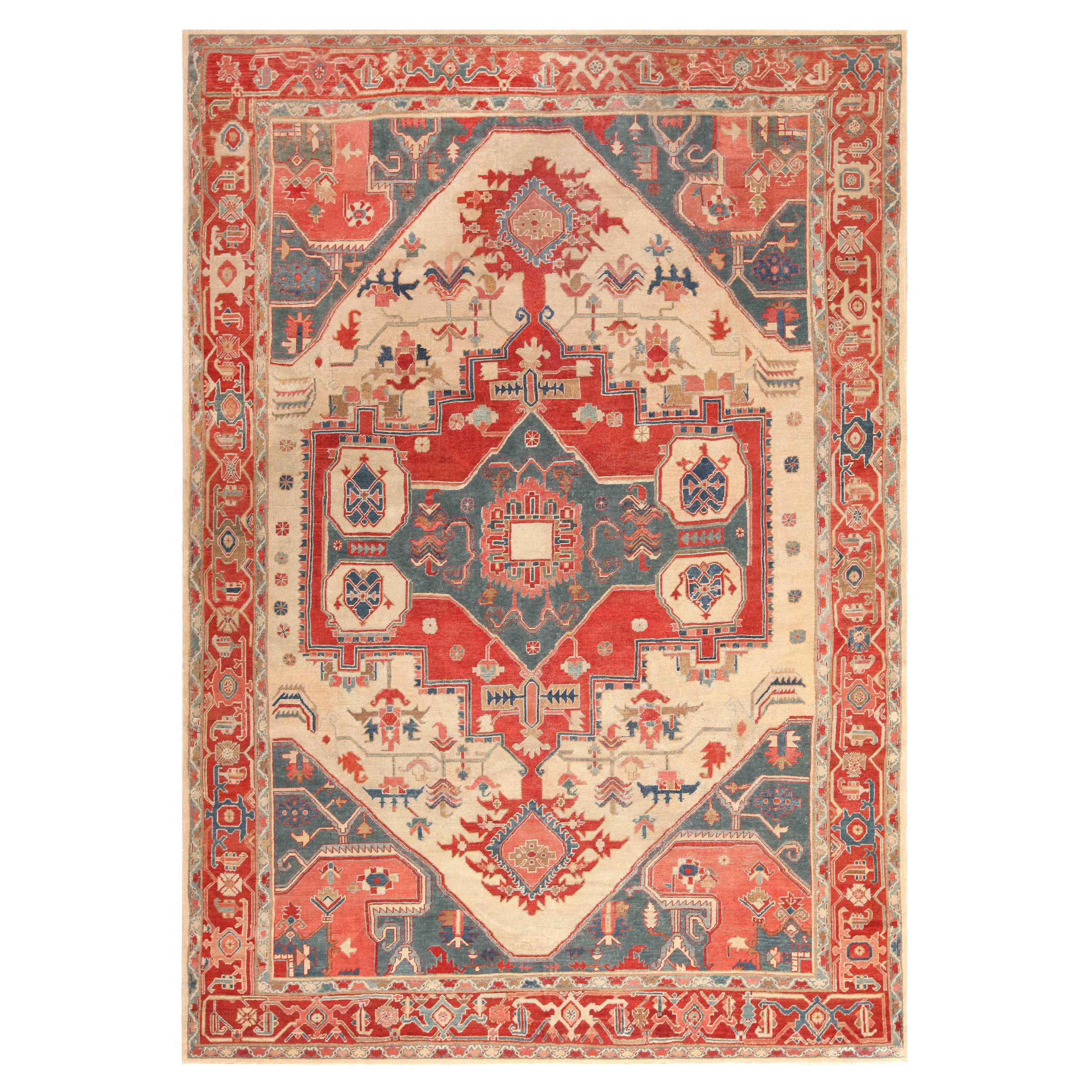 Tapis persan Serapi élégant et antique.8 pieds 7 pouces x 12 pieds en vente