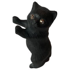 Antique Cat Figurine by Work Master of Ivan Britsyn 'Britzen' with Diamonds Eyes