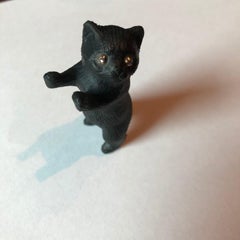 Antique Cat Figurine by Work Master of Ivan Britsyn 'Britzen' with Diamonds Eyes