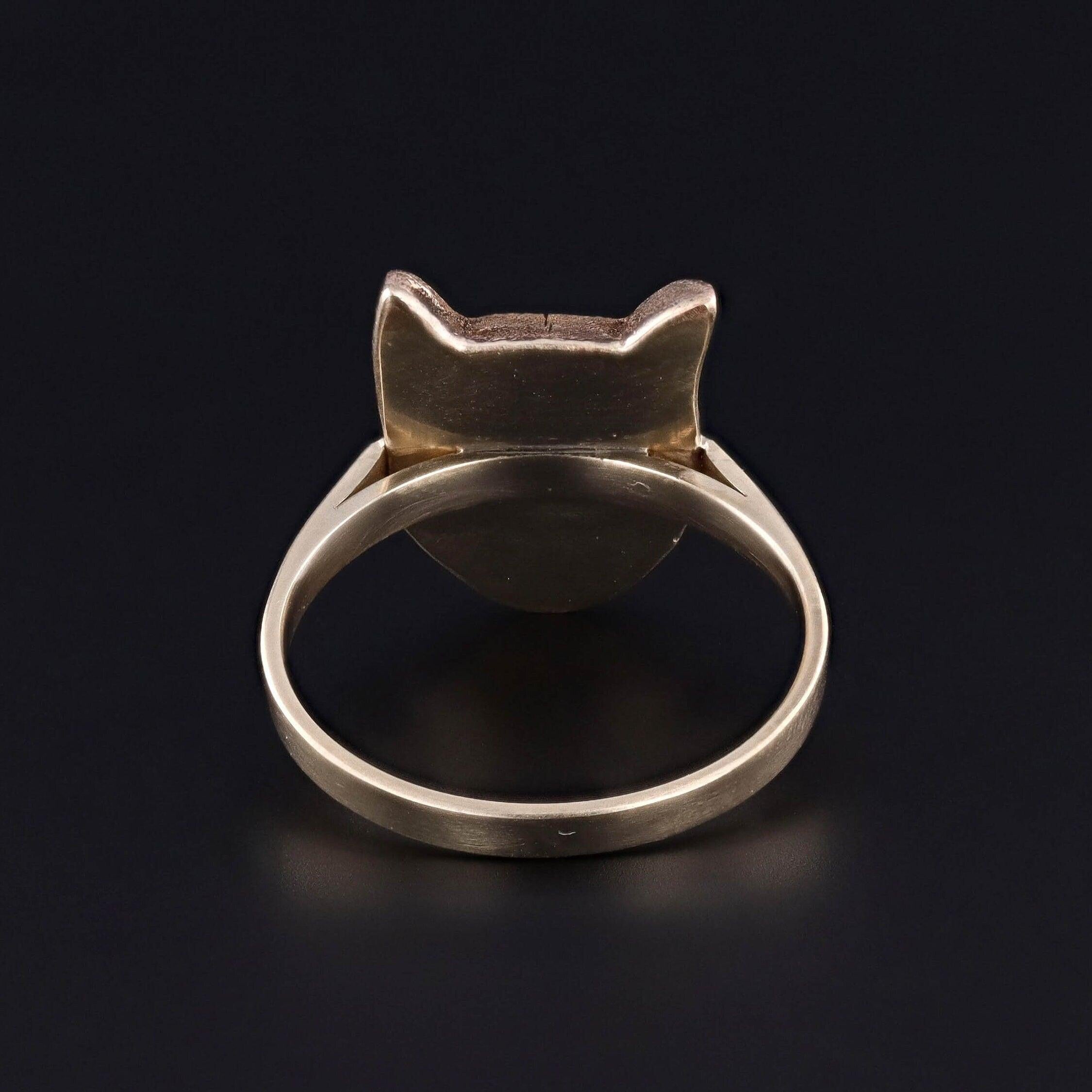 Antique Cat Ring of 14k Gold In Good Condition For Sale In Lewisburg, PA