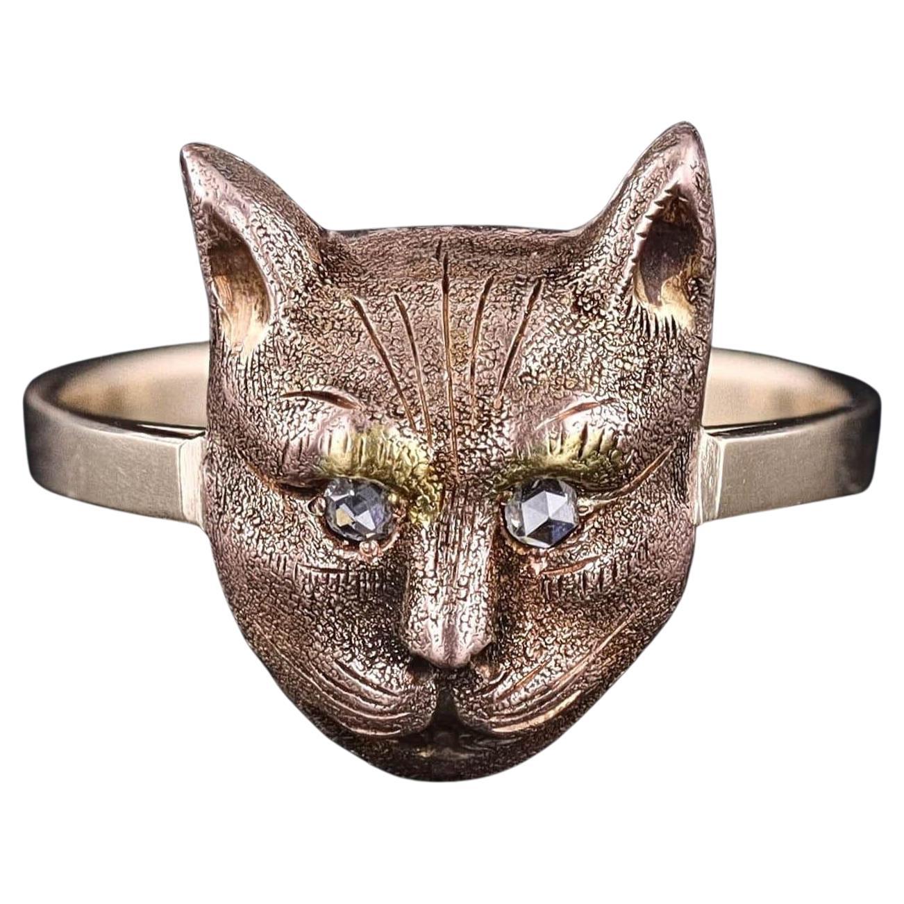 Antique Cat Ring of 14k Gold