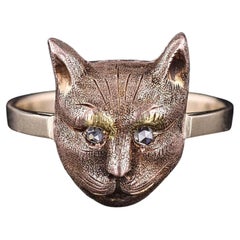 Antiker Katzenring aus 14 Karat Gold
