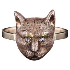 Antiker Katzenring aus 14 Karat Gold
