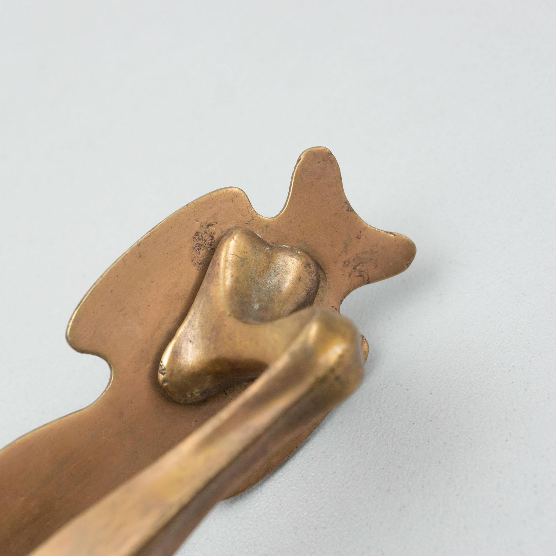 Antique Catalan Modernist Brass Handle and Peephole, circa 1920 4