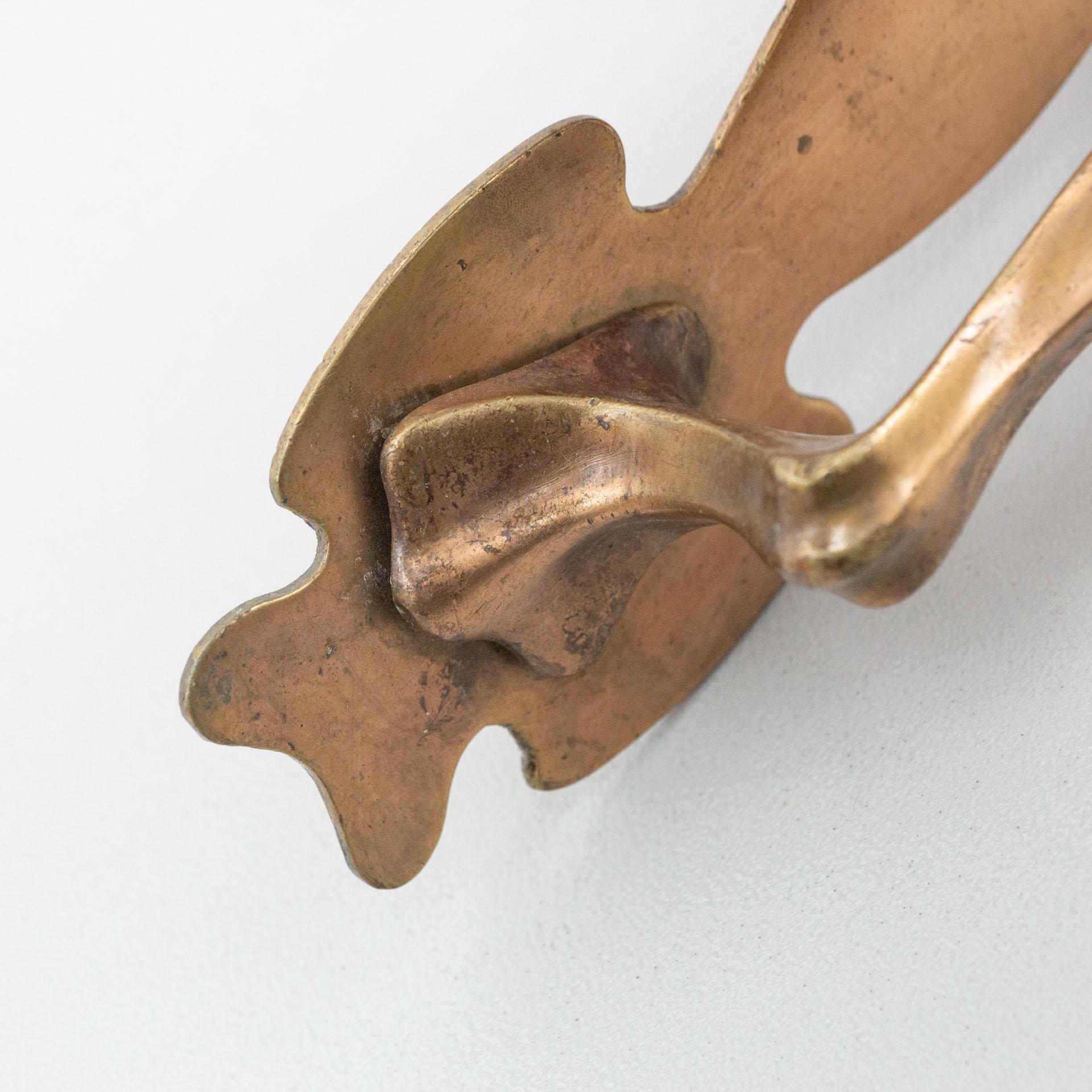 Antique Catalan Modernist Brass Handle and Peephole, circa 1920 5