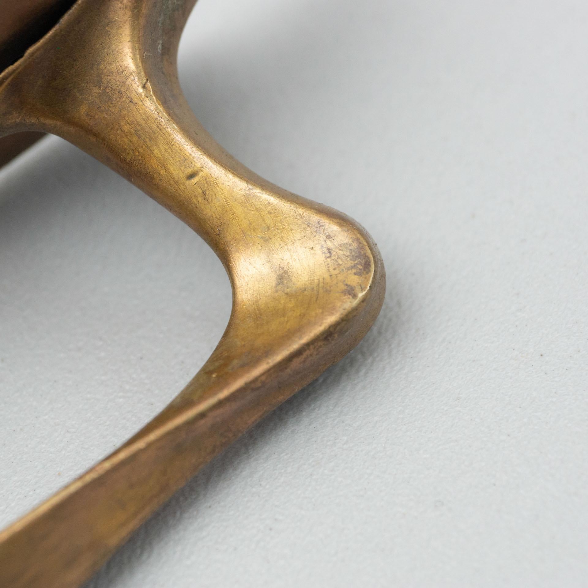 Antique Catalan Modernist Brass Handle and Peephole, circa 1920 6