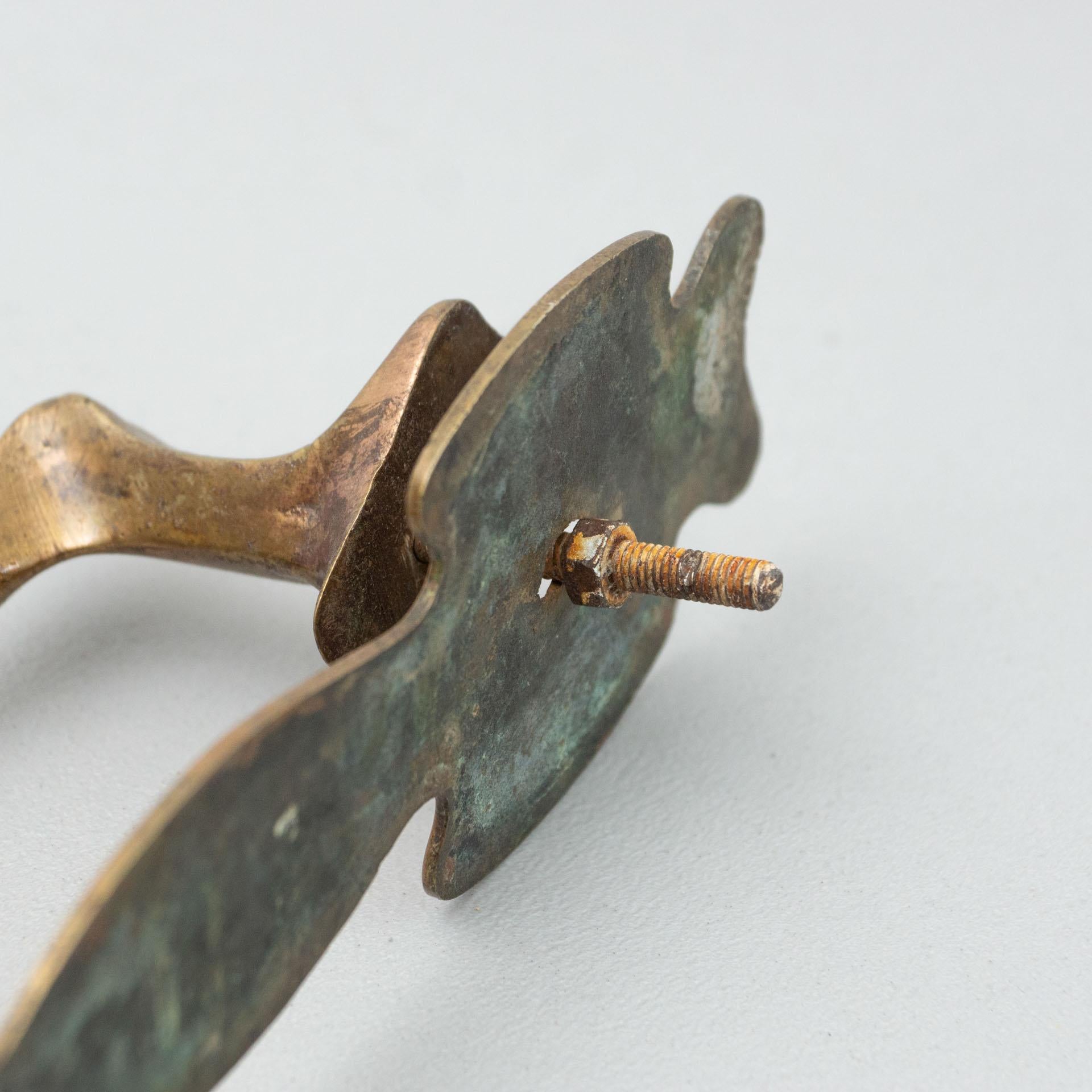 Antique Catalan Modernist Brass Handle and Peephole, circa 1920 2