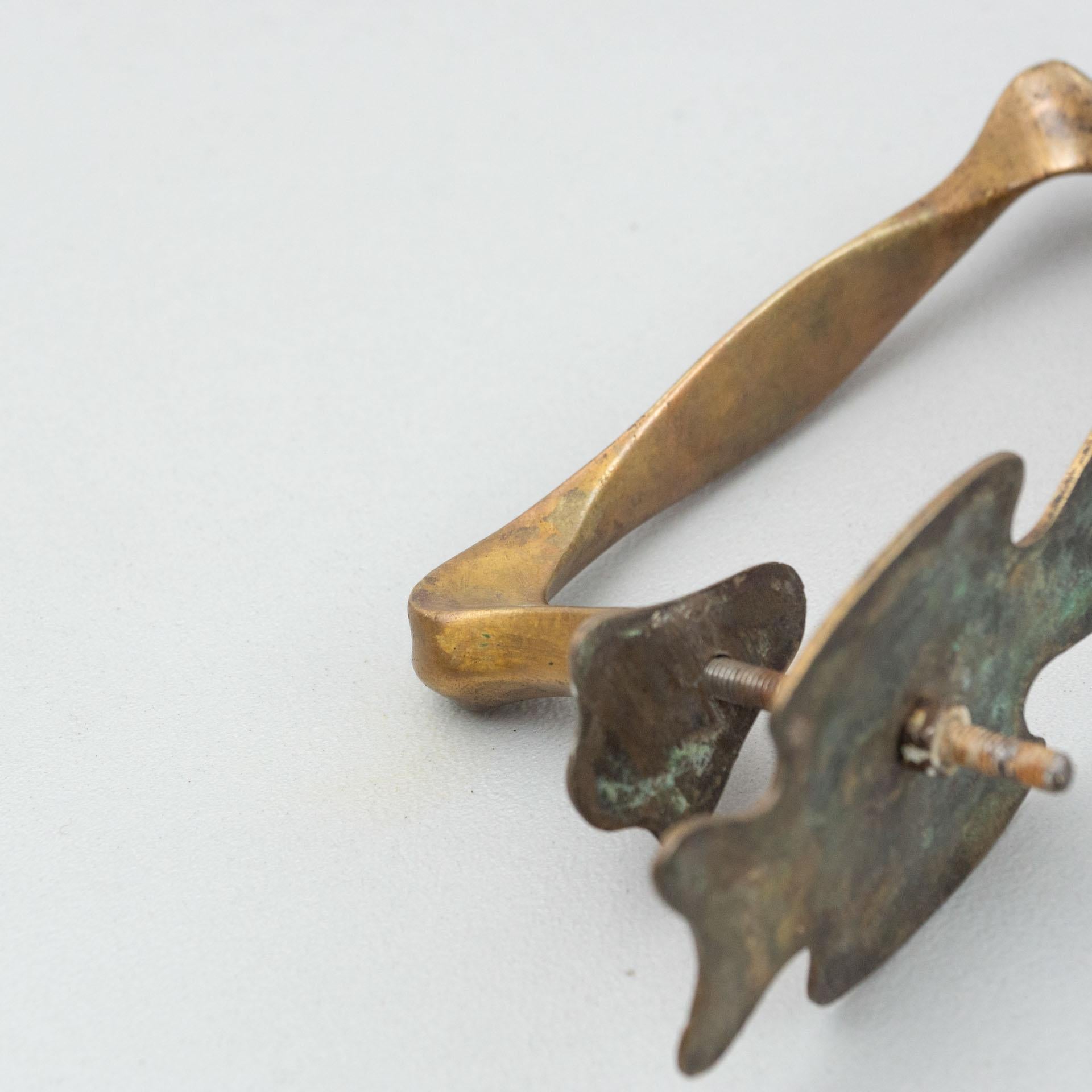 Antique Catalan Modernist Brass Handle and Peephole, circa 1920 3