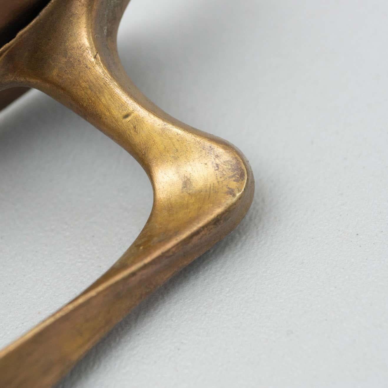 Antique Catalan Modernist Brass Handle and Peephole, circa 1930 For Sale 6